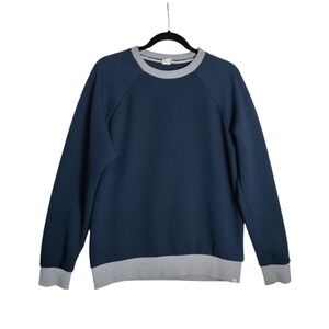 Sovereign Code Mens Waffle Knit Raglan Pullover Sweatshirt Navy Gray Size L